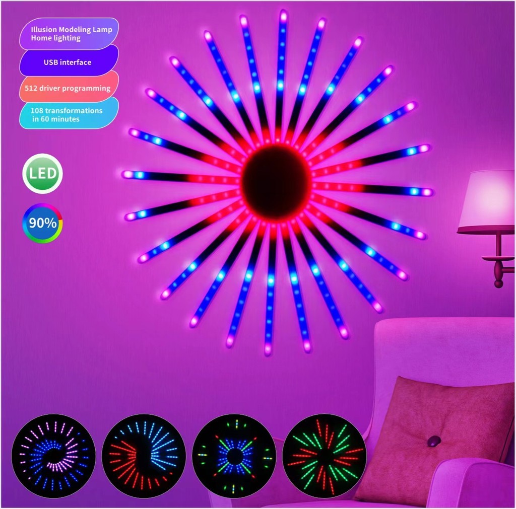 Indoor Colorful Burst LED 60W 220V 8 Lighting Modes Raya Decoration ...