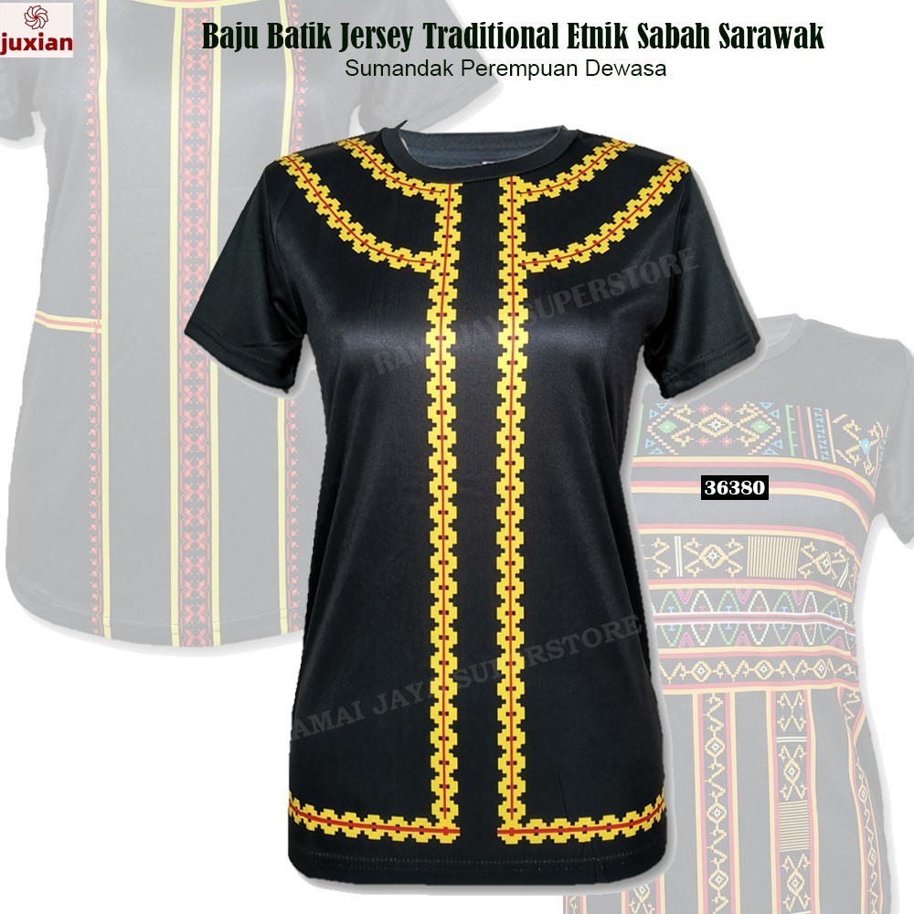 (Small Cutting) Baju Batik Jersey Traditional Etnik Sabah Sarawak ...