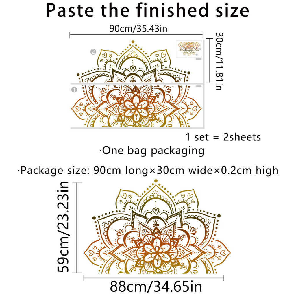 Large Lotus Mandala Flower Sticker for DIY Home Bedroom Living Room ...