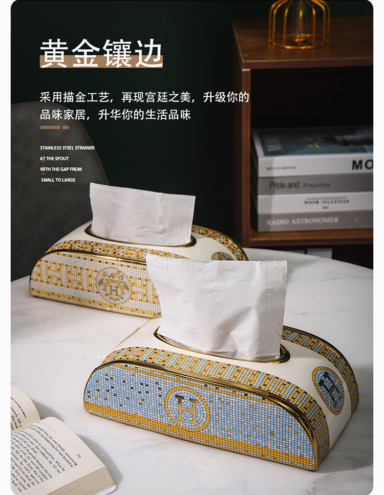 Creative Ceramic Tissue Box Living Room Desktop Coffee Table Tissue Box ...