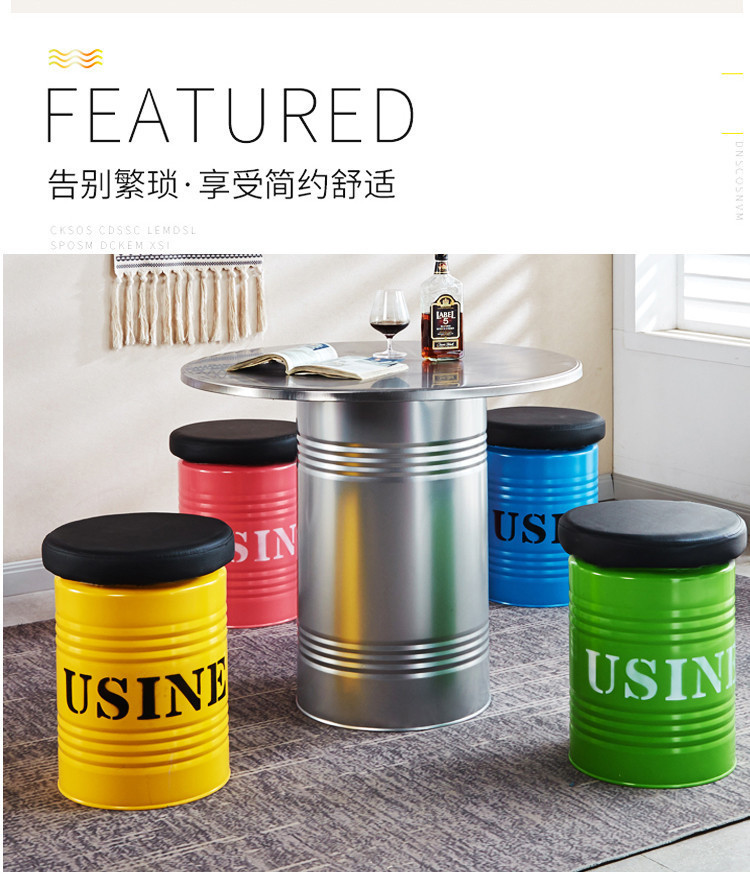 Iron Bucket Stool Iron Round Stool Backrest Chair Storage Paint Bucket ...