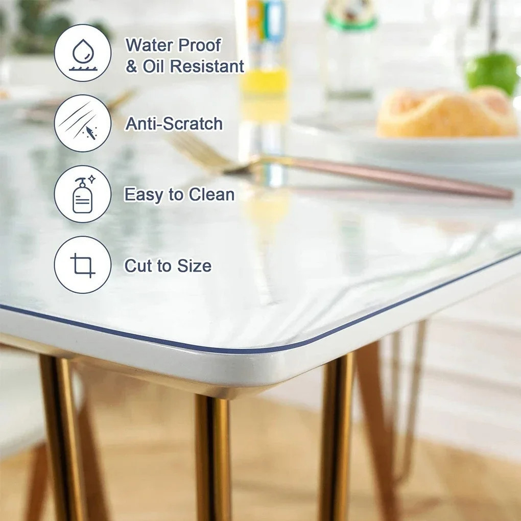 1.0mm Thickness Waterproof Transparent PVC Table Mat Oilproof Anti-Slip ...