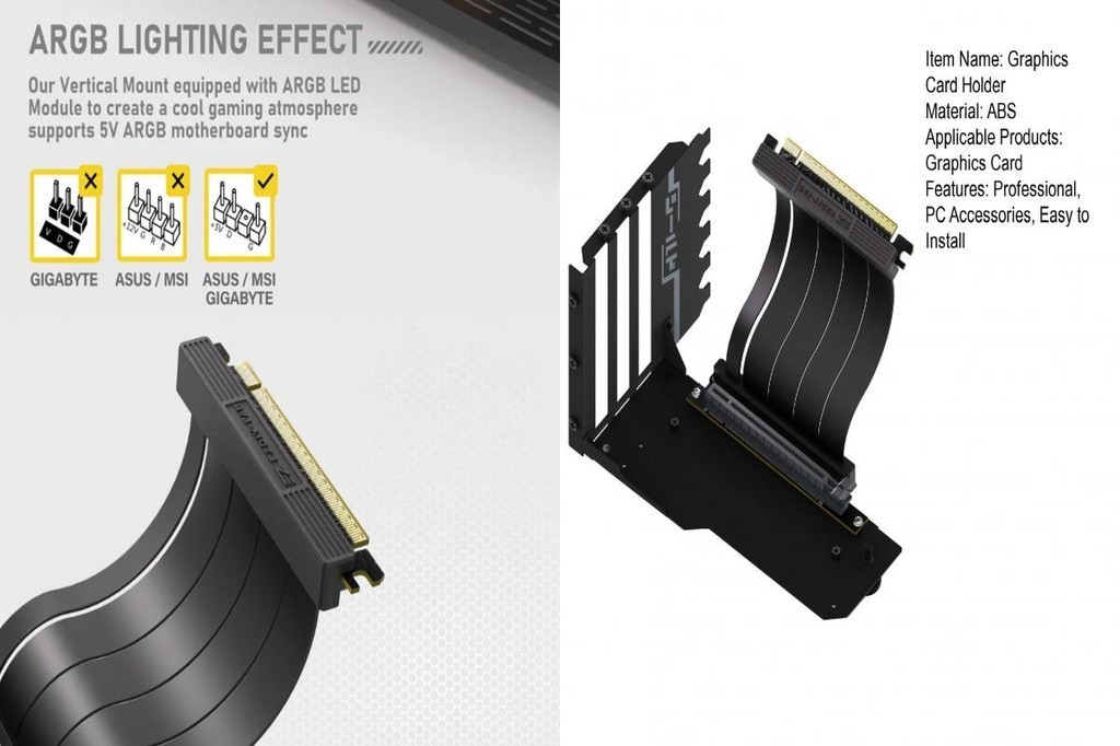 Gpu Support Bracket Wide Compatibility Pcie 4.0 Cable Pci-e 4.0 ...