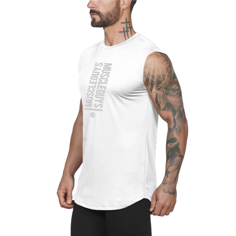 New Workout Fashion Cotton Sleeveless Shirts Tank Top Men‘s Wear Fitness Mens Singlet Apparel