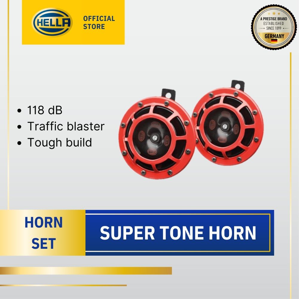 HELLA Super Tone Horn Set with 4-Pin Relay 12V for passenger cars 118dB ...