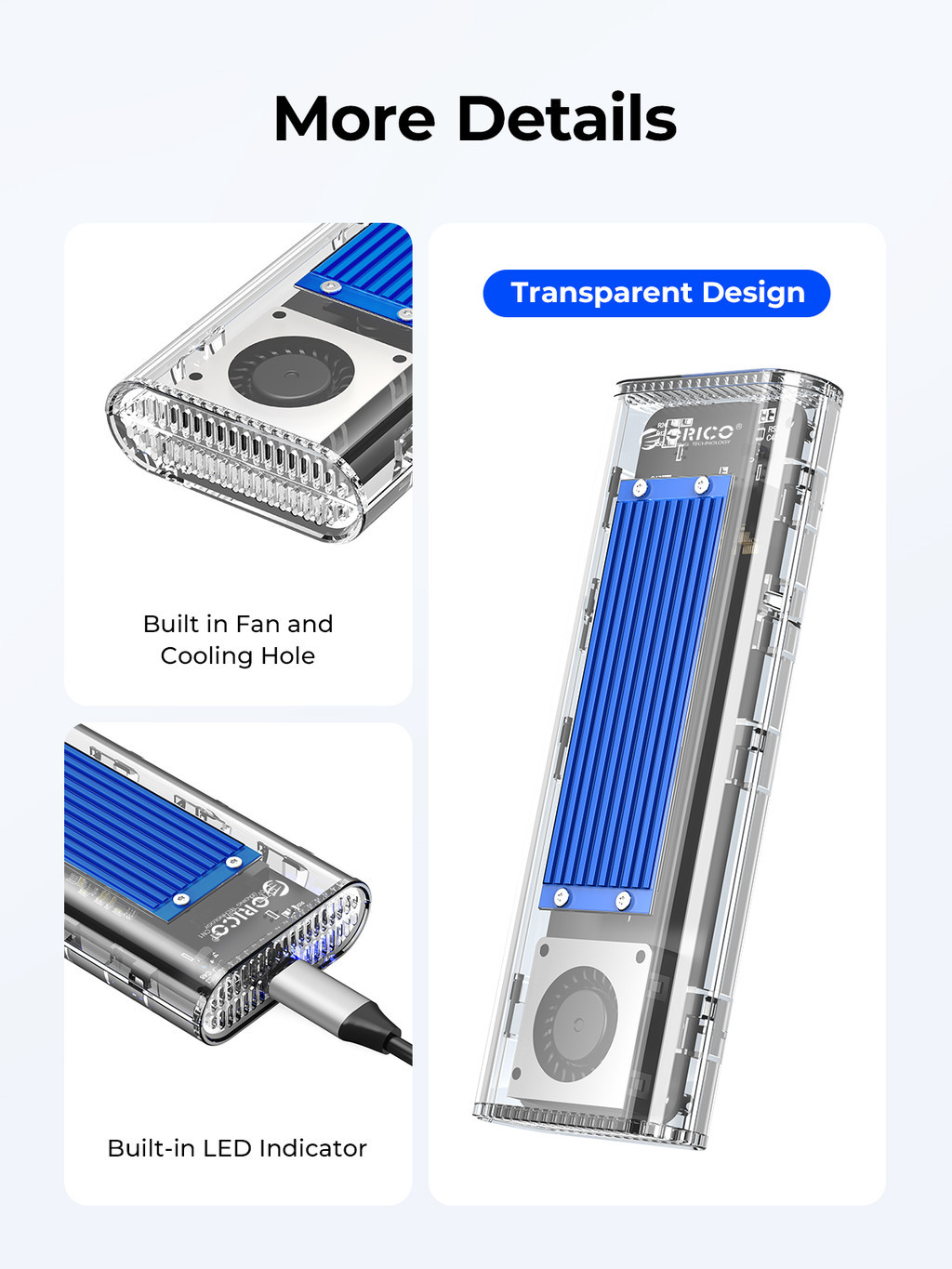 ORICO M.2 NVME SSD Case Enclosure 20Gbps USB 3.2 Gen 2 x 2 PCIE NVME ...