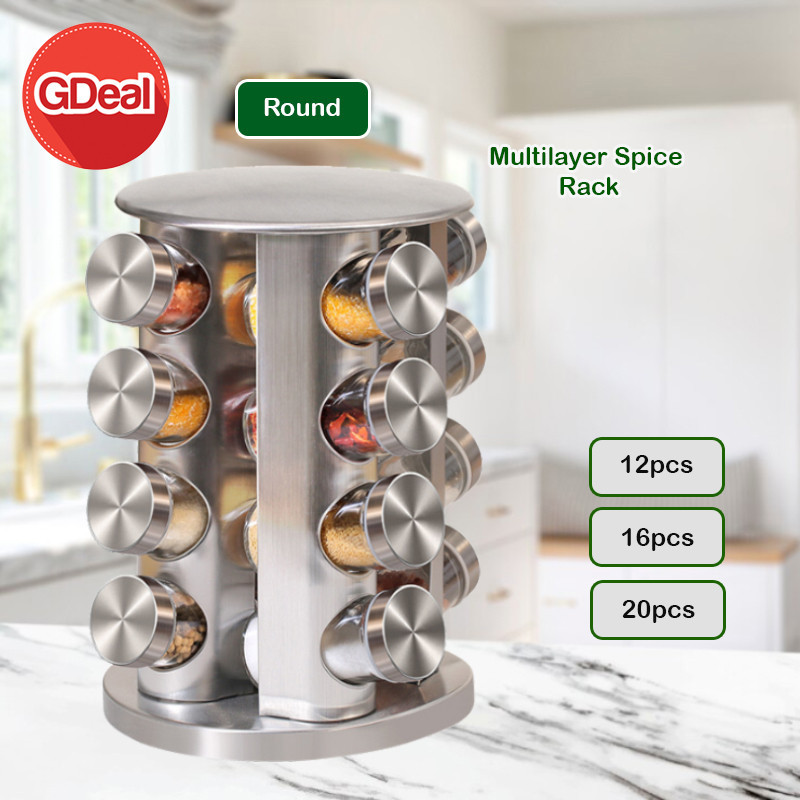 GDeal Multilayer Spice Rack Rotatable 360 Degree Spice Jar Spices ...