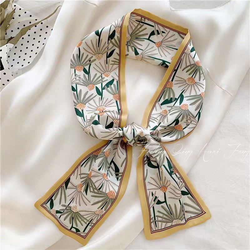 Hyuna Style Chic Small Silk Scarf Spring Summer Slim-Length Decorative ...