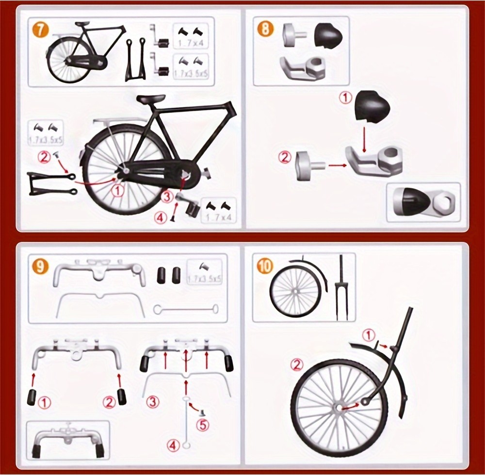 DIY Mini Alloy Bicycle Model Retro Simulation Metal Bike Assembling ...