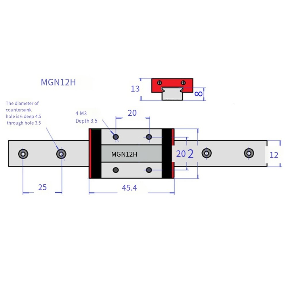 MGN12 500mm Miniature Linear Rail Guide with MGN12H CarriageBlock for ...
