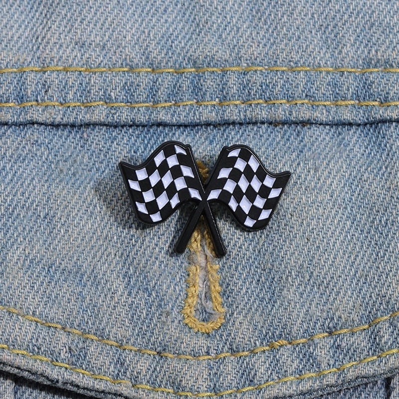 Formula Racing F1 Chequered Flag Brooch Pins Car Champion Brooch ...