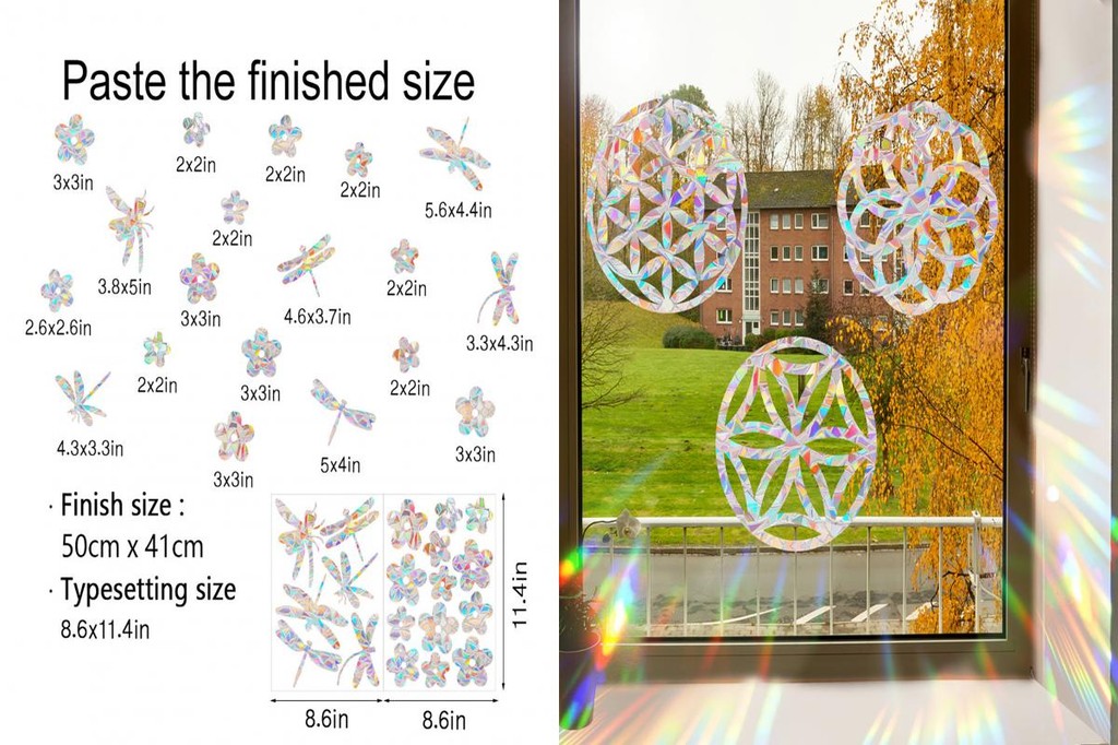 [LV] Static Suction Window Decals Prism Pattern Window Stickers ...