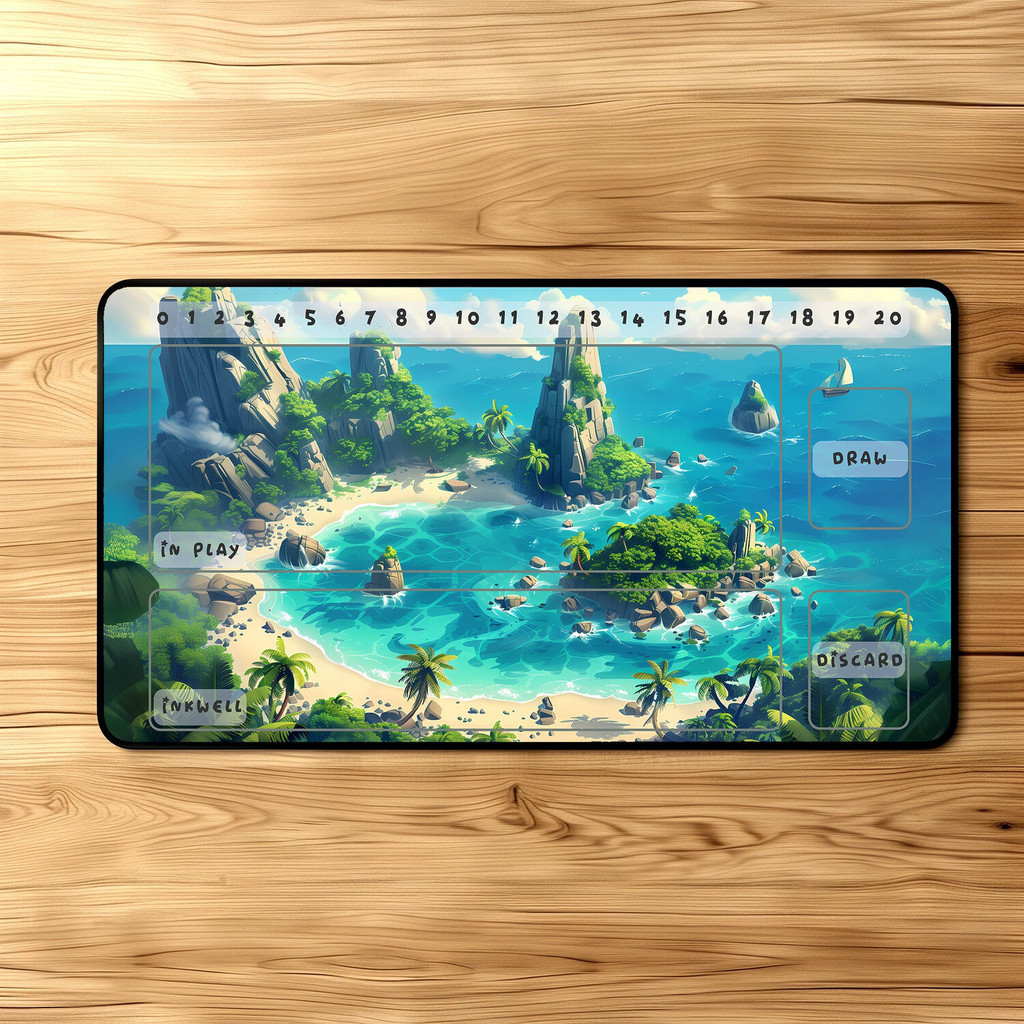 Lorcana Playmat Tropical Islands Paradise Designer Playmat for TCG Vibrant Colors ed