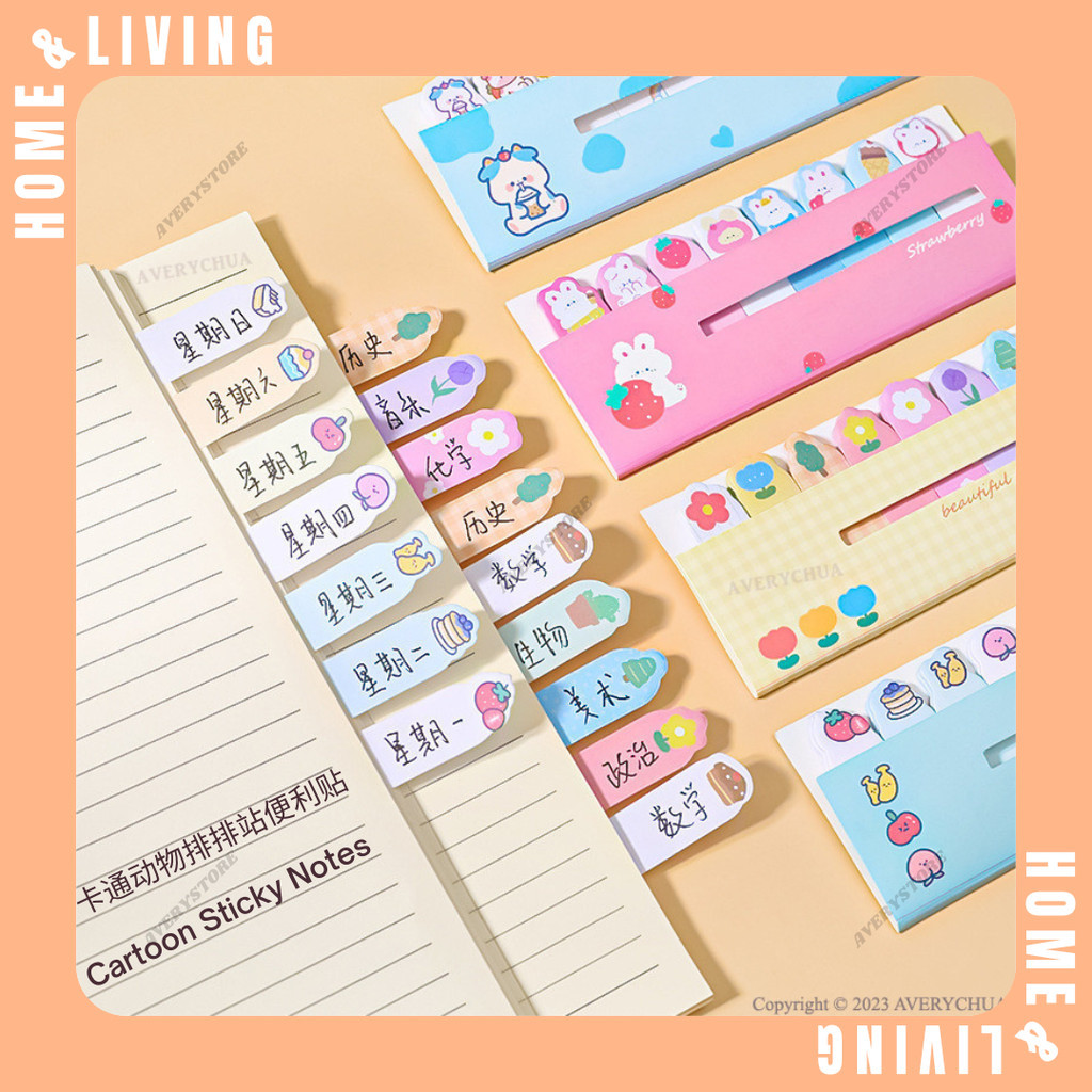 Ready Stock Cartoon Sticky Notes Cute Memo Pad Index Tab Creative ...
