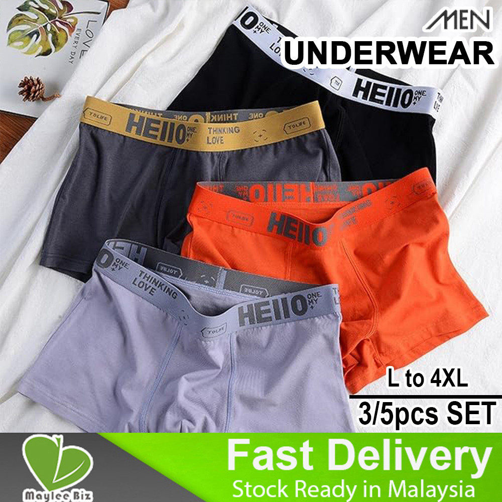 3/5 Pcs Set New Solid Color Men's Boxer Briefs Men Underwear Male Trend ...