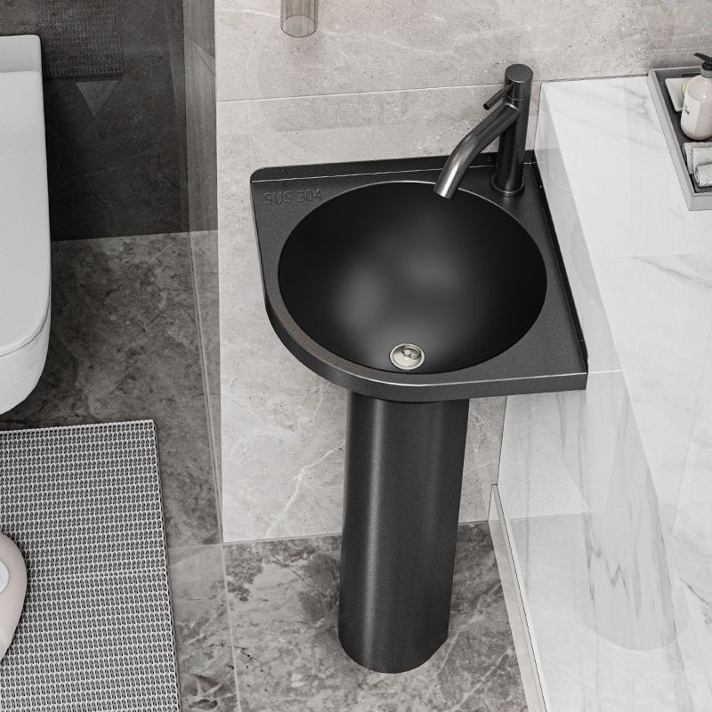 304 stainless steel column washbasin integrated floor standing ...