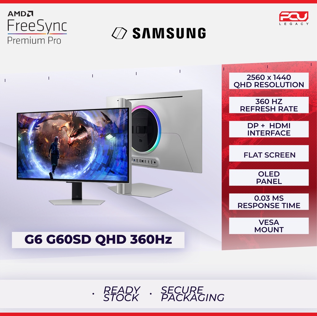 Samsung 27" Odyssey OLED G6 G60SD QHD 360Hz Gaming Monitor | Shopee ...