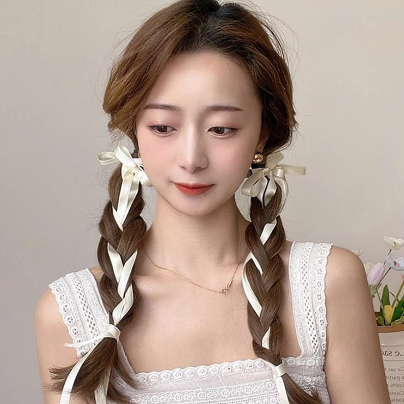 1PC 2M Pink Girls Double Ponytail Tie Hair Ribbon Headdress White Tie ...
