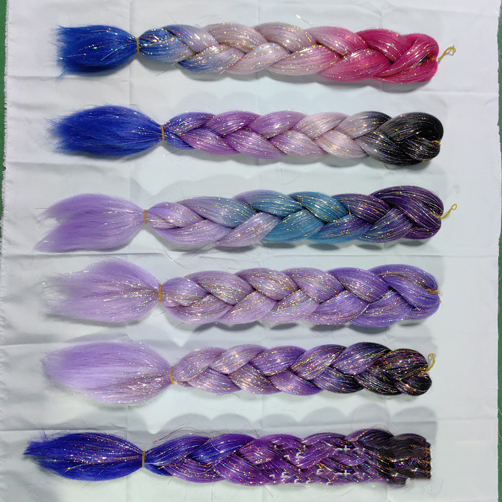 60cm 2/3/4-colors Laser Silk Twisted Braids Gradient Boxing Braids ...