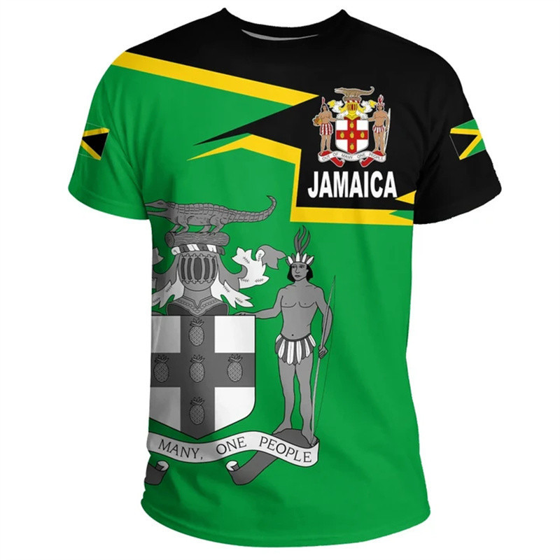 Fashion 3D Print Jamaica Flag T Shirt Men Jamaica National Emblem T ...