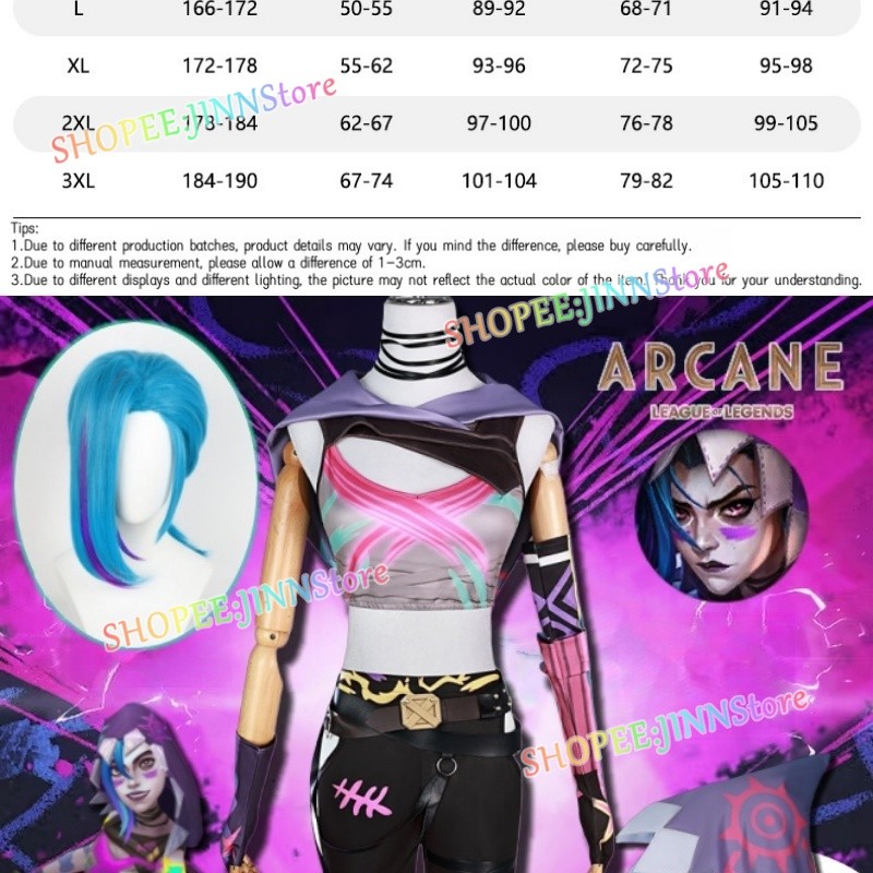 - JINN - Arcane League of Legends JINX Cosplay Costume Arcane Fractured ...