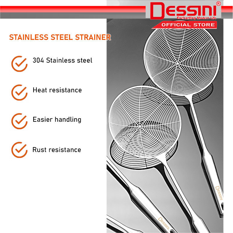 DESSINI ITALY 304 Stainless Steel Wire Oil Strainer Colander Skimmer ...