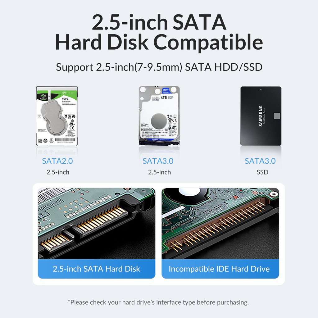 ORICO 2.5 HDD Enclosure External Storage Case MicroB USB3.0 SATA ...