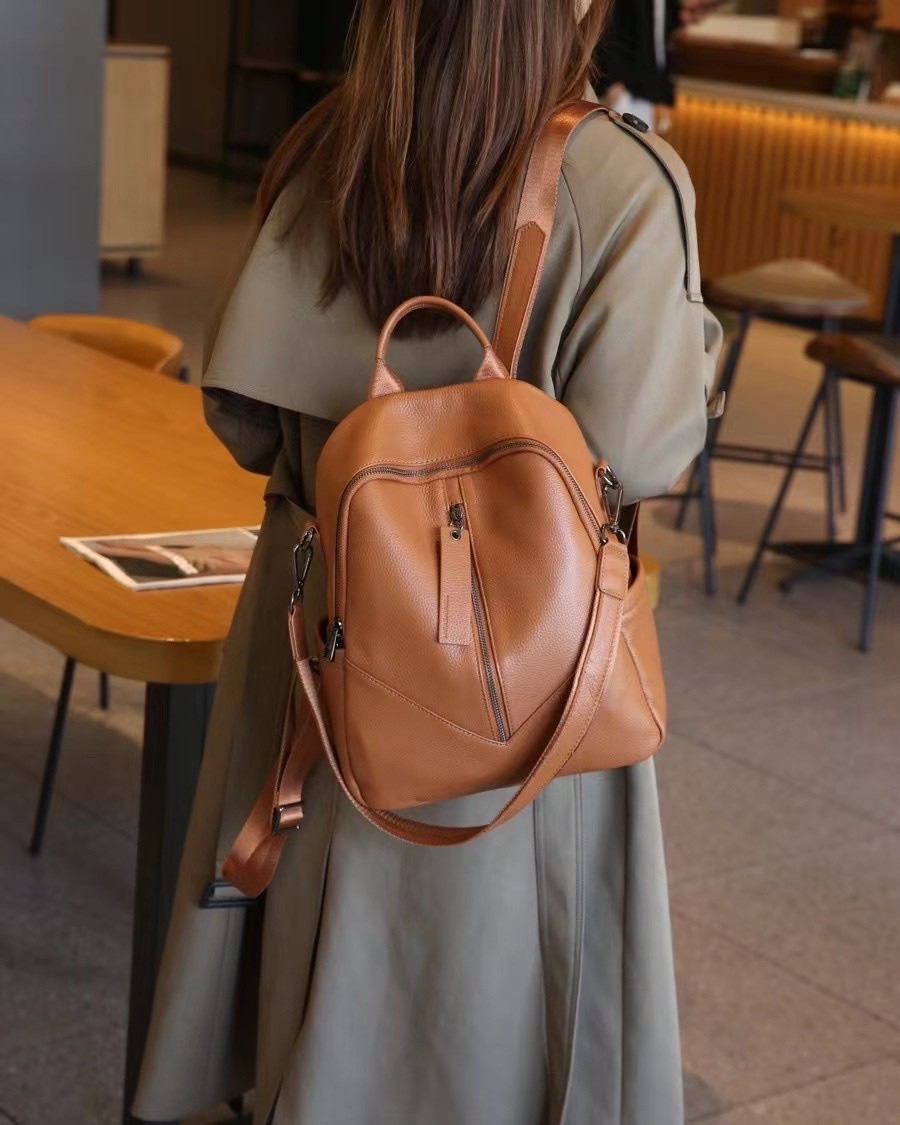 Royal Bagger Zipper Backpacks for Women Genuine Cow Leather Fashion ...