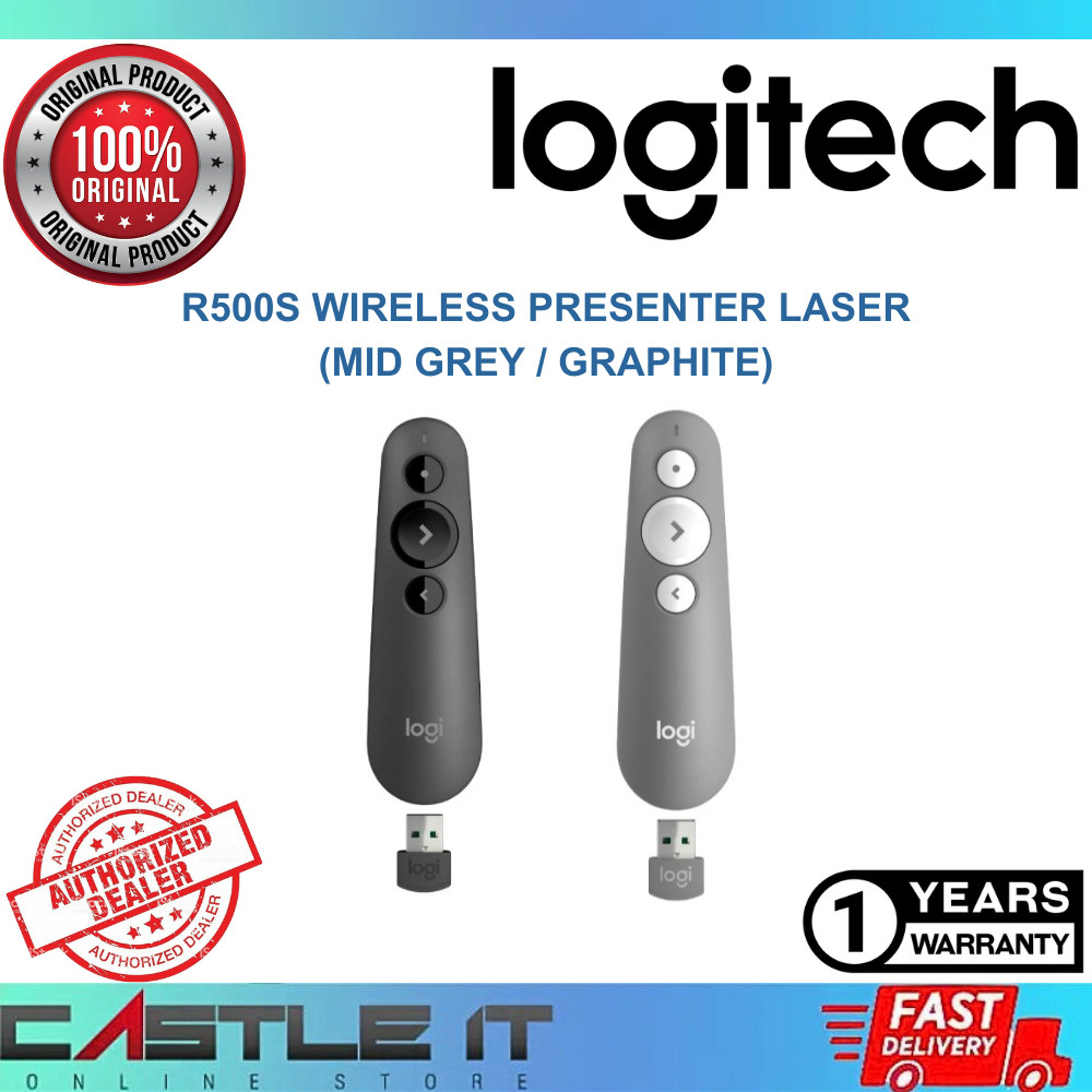 Logitech R500s Wireless Presenter Laser Presentation Remote Pointer ...