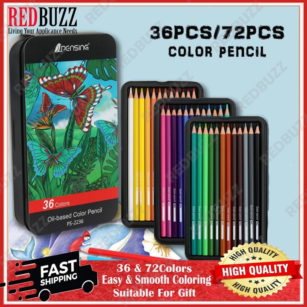 REDBUZZ 36PCS/72PCS color pencil colour pencil pengsing art set oily warna  pensil drawing oil painting color 颜色笔 | Shopee Malaysia