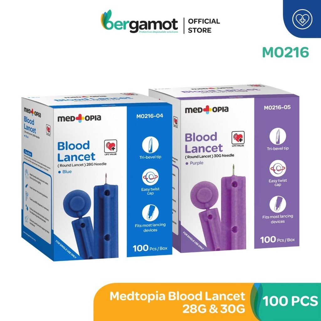 Medtopia Blood Lancet Sterile Round Lancet 28g | 30g - 100 pieces ...