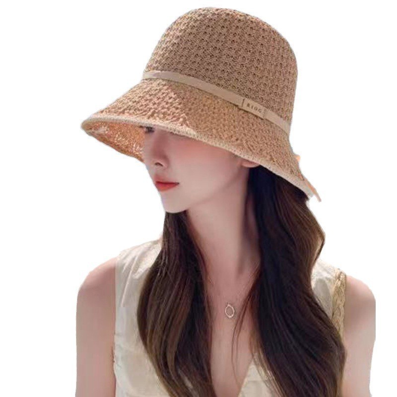 2024 New Arrival Breathable Knit Bucket Hat Women's Sunshade Korean Bow 