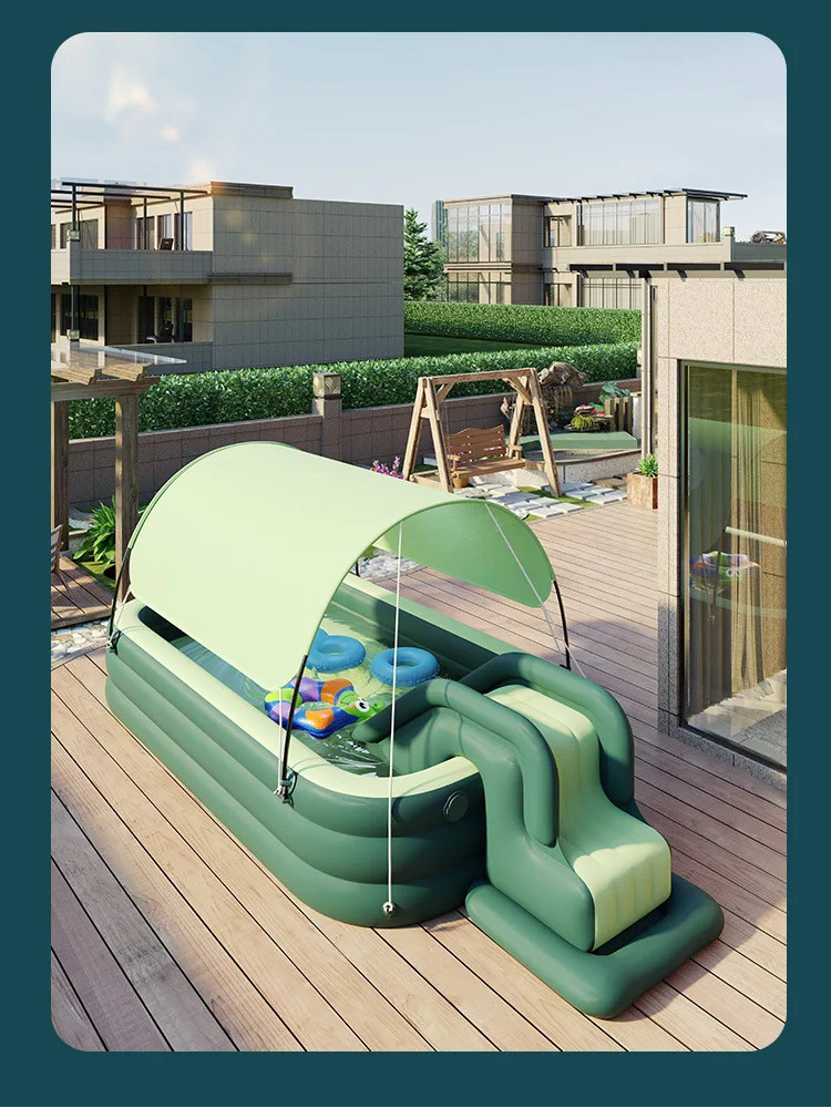 Inflatable Swimming Pool Thick Sunshade Shed Slide Swimming Pool ...