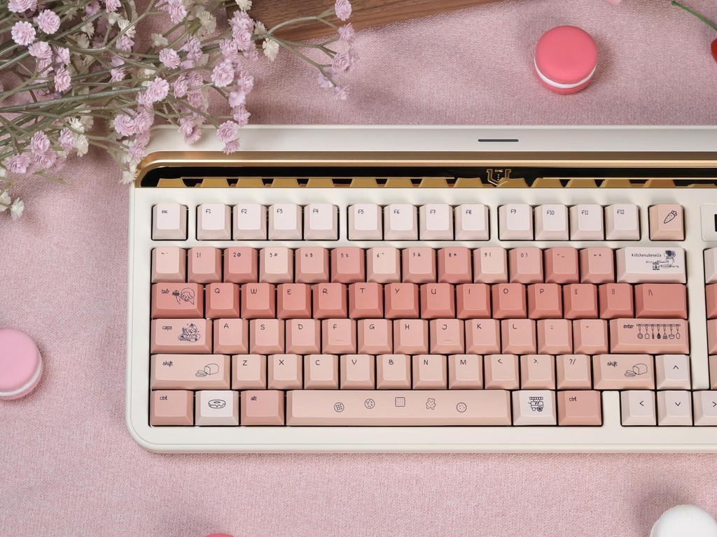 Cooking Keycaps Pink PBT Cherry Profile Cute keycaps set for Mechanical ...