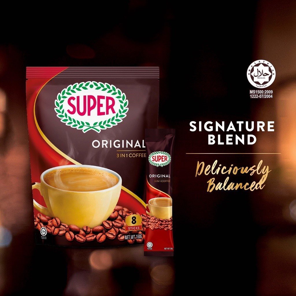 Super 3-in-1 Original Instant Coffee - 40 Sticks, 18g Each, Expires Nov 2026