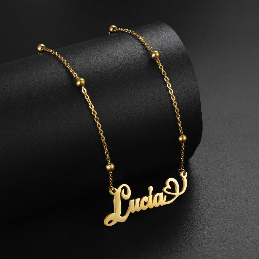 Custom Box Chain Name Women's Necklace Stainless Steel Water Wave Chain ...
