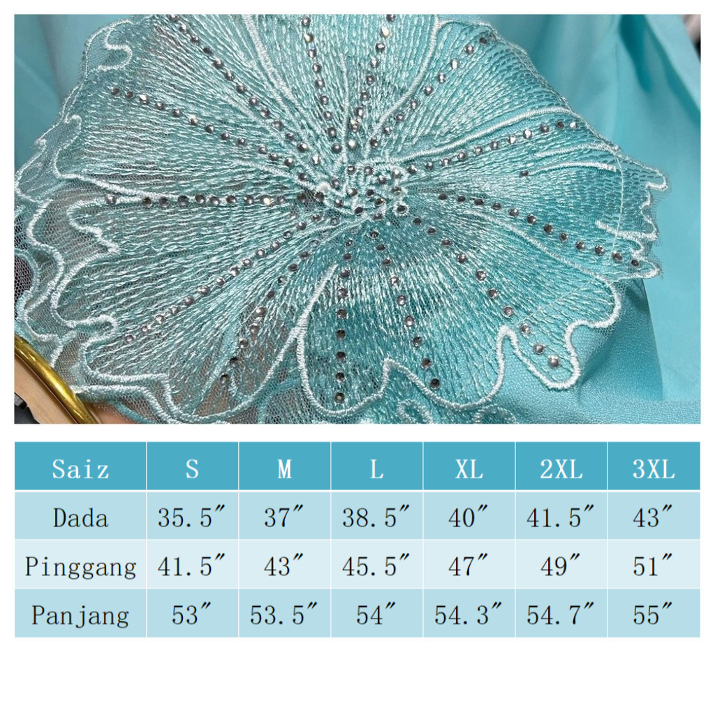 (Molio) Jubah & Tudung Labuh Set Muslimah 2 in 1, Sulaman & Kilauan ...