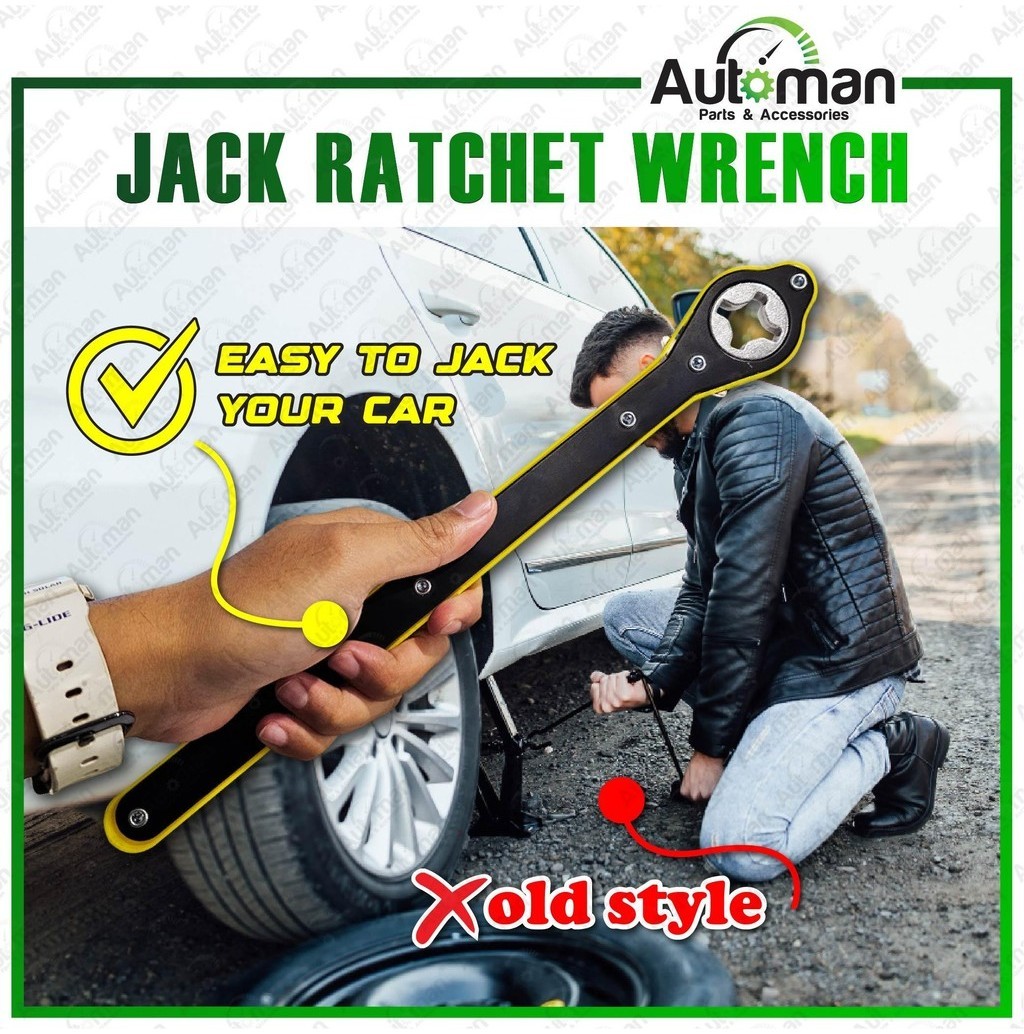 Car Laborsaving Jack Ratchet Wrench Tire Wheel Lug Wrenches Handle