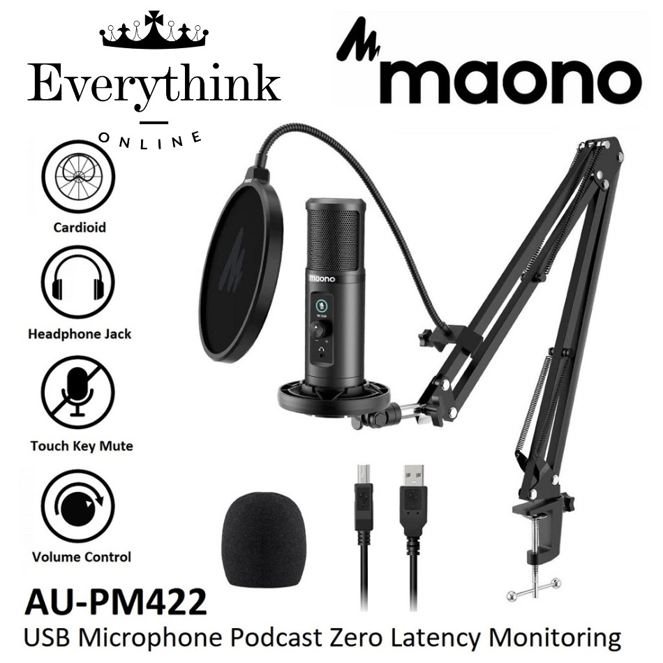 MAONO AU-PM422 USB MICROPHONE PODCAST ZERO LANTENCY MONITORING WITH ...