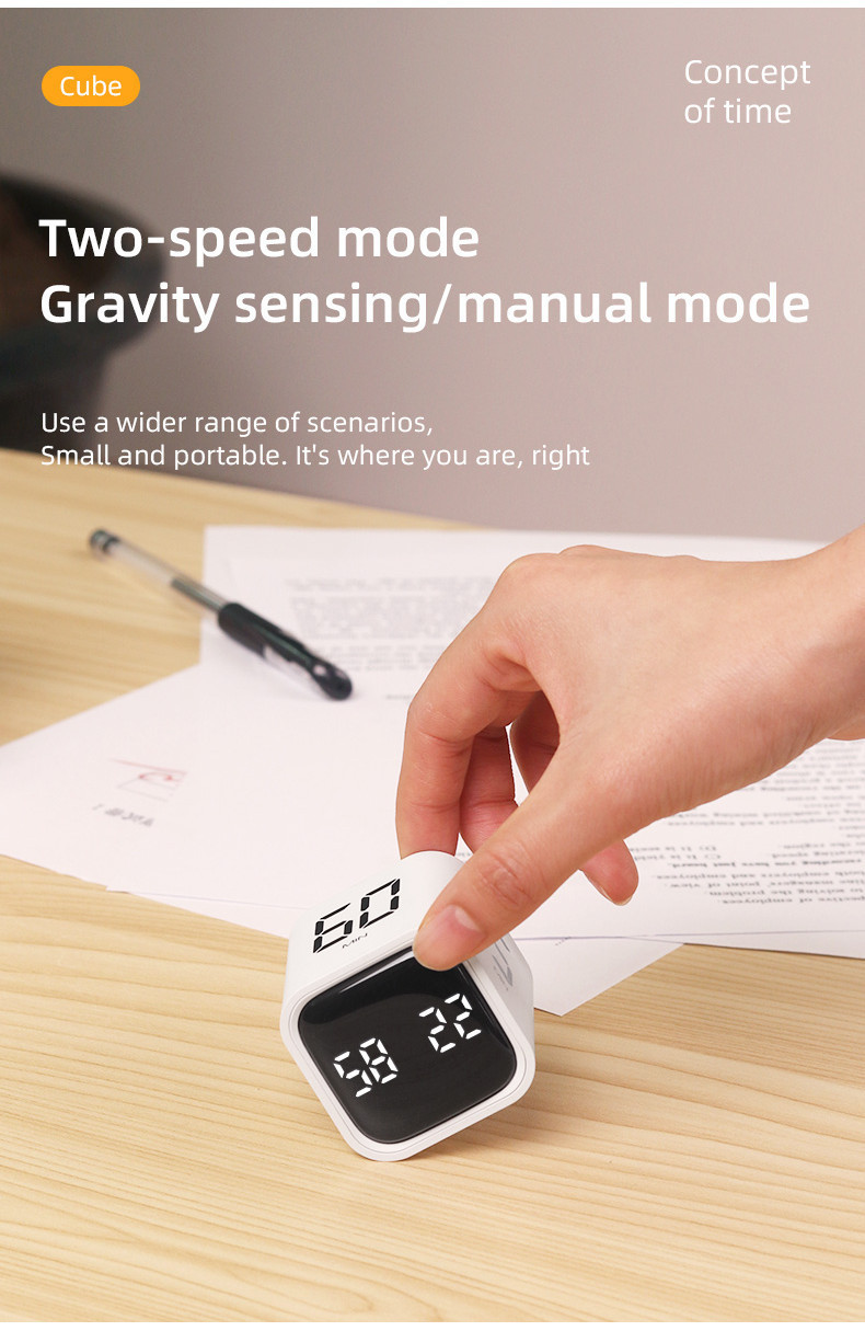 Digital Countdown Cube Timer Adjustable Sound & Vibration Rotation ...