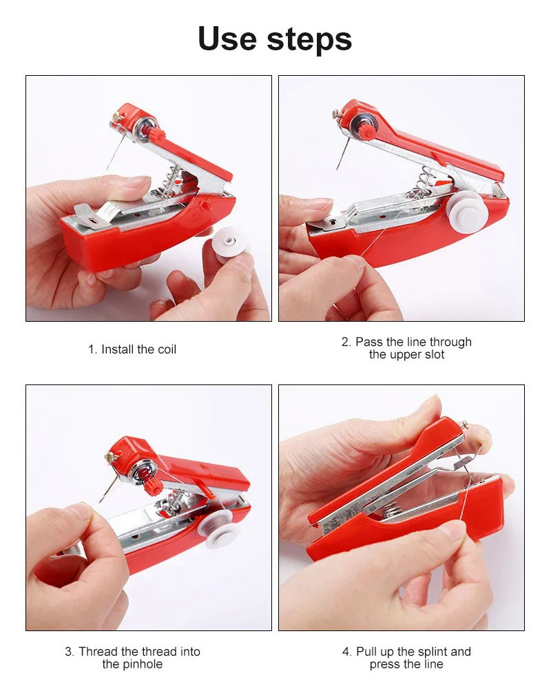 Protable Handheld Sewing Machine Clothes Fabrics DIY Stitchin Sew Tool ...