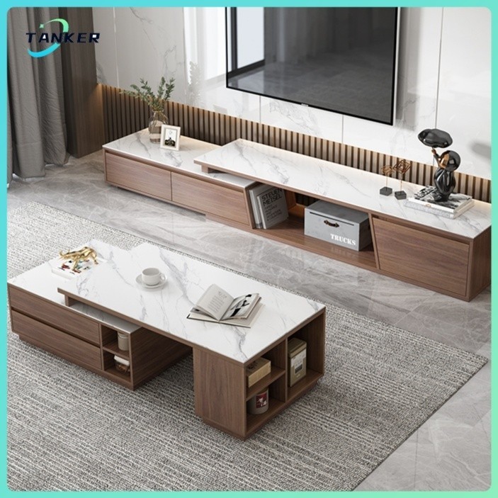 Cabinet Italian TV Console TV Light Luxury Rock Plate Tea Table And ...