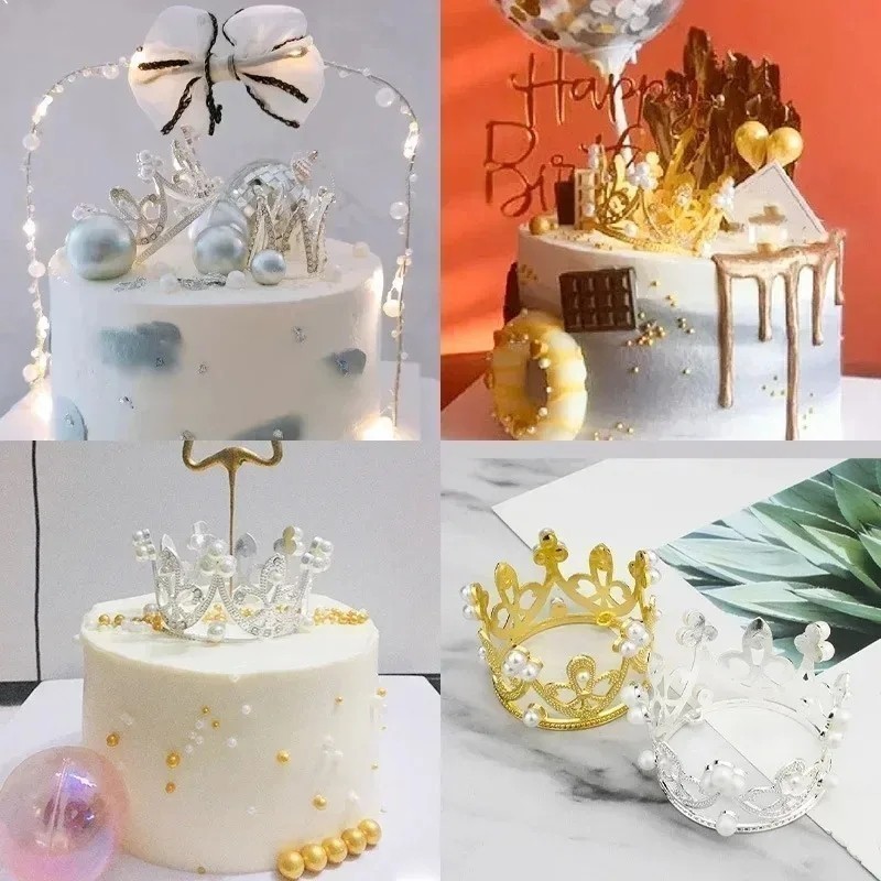 Tiny Baby Small Rhinestone Tiara Crown Gold Mini Crown Cake Topper ...