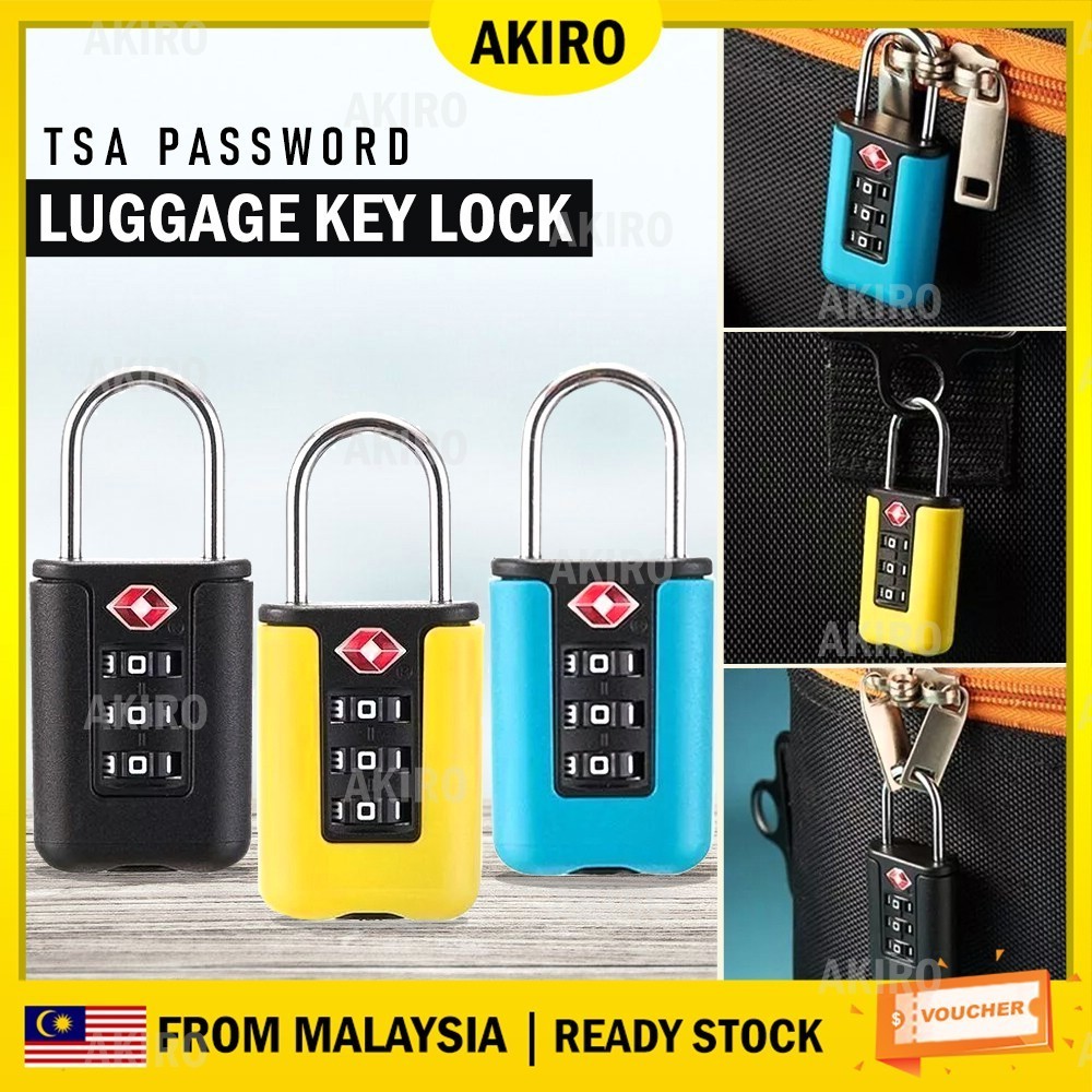 AKIRO TSA Luggage Key Lock 3 Digit Password Combination Cable Lock ...