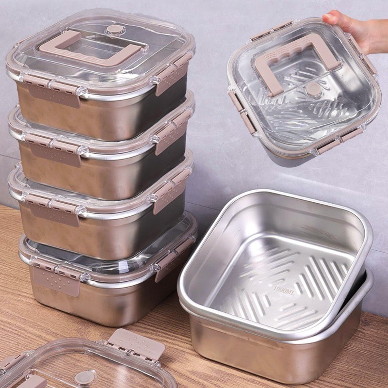 [ Featured ] Stainless Steel Meal Box with Lid - Lunch Bento Case ...