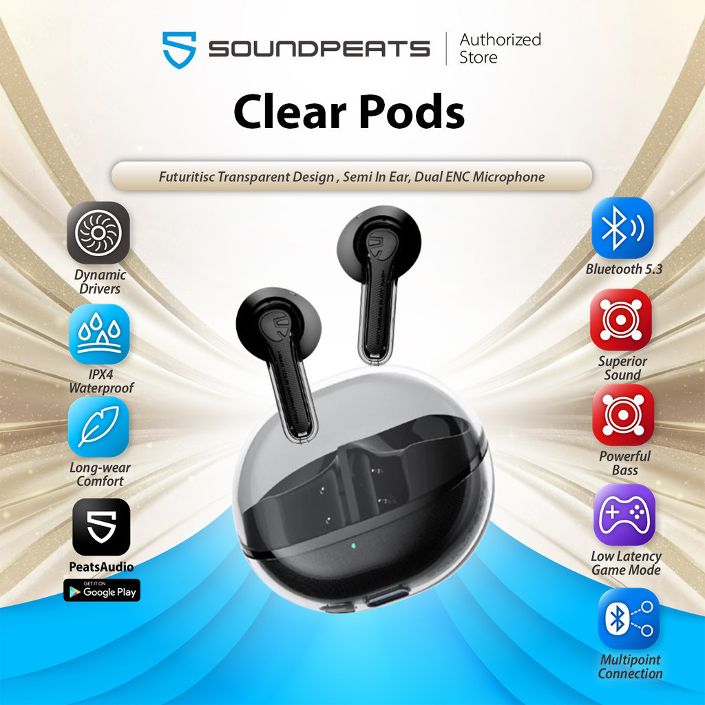 SoundPEATS Clear Pods Transparent Series Semi-in-ear True Wireless ...