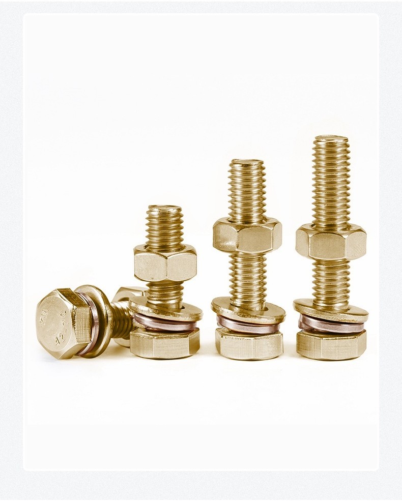 Quick Shipment Brass External Hexagon Screw Nut Set Large Full Washer Copper Bolt Combination 7708