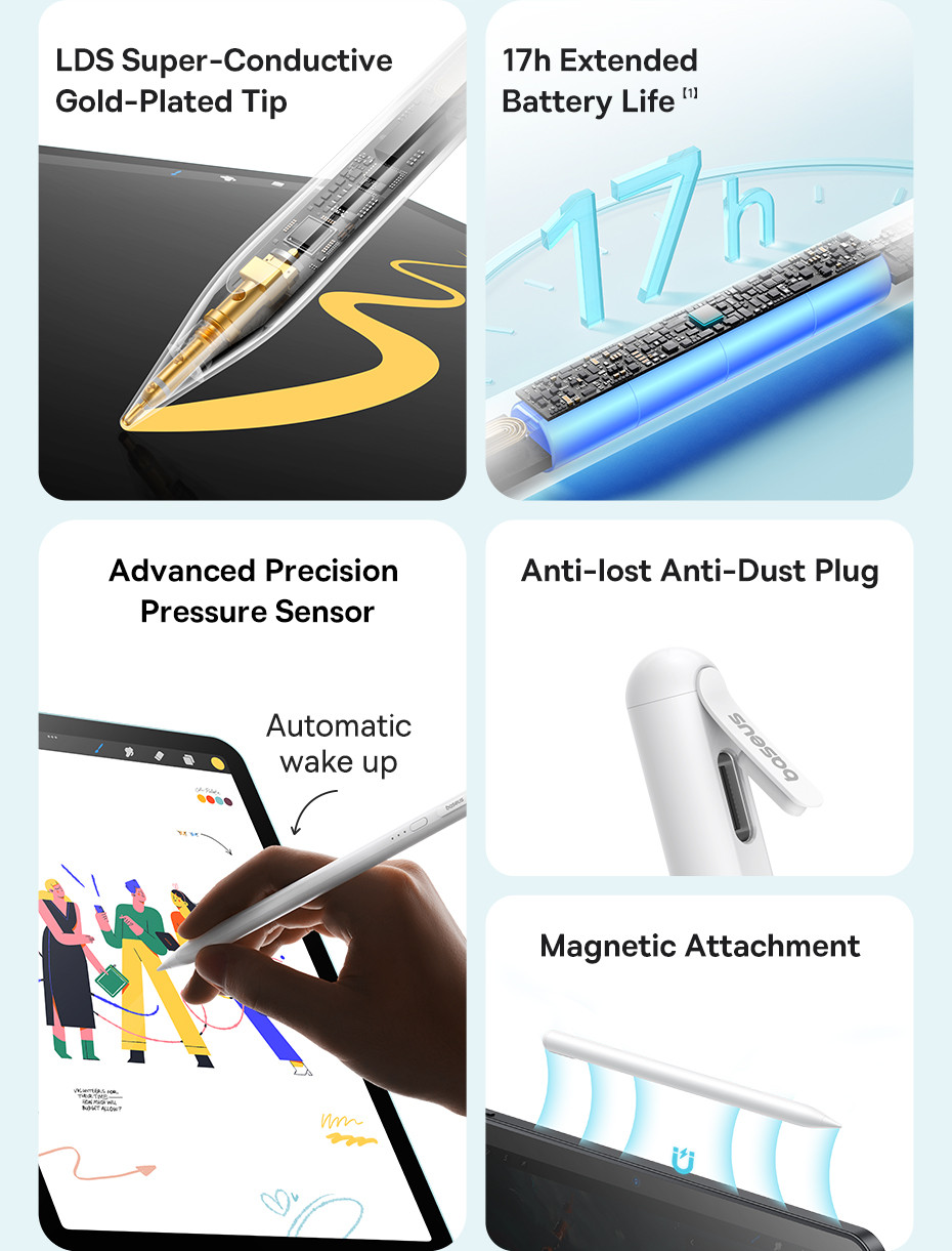 Baseus Smooth Writing 3 Wired Charging Stylus 17h Extended Battery ...
