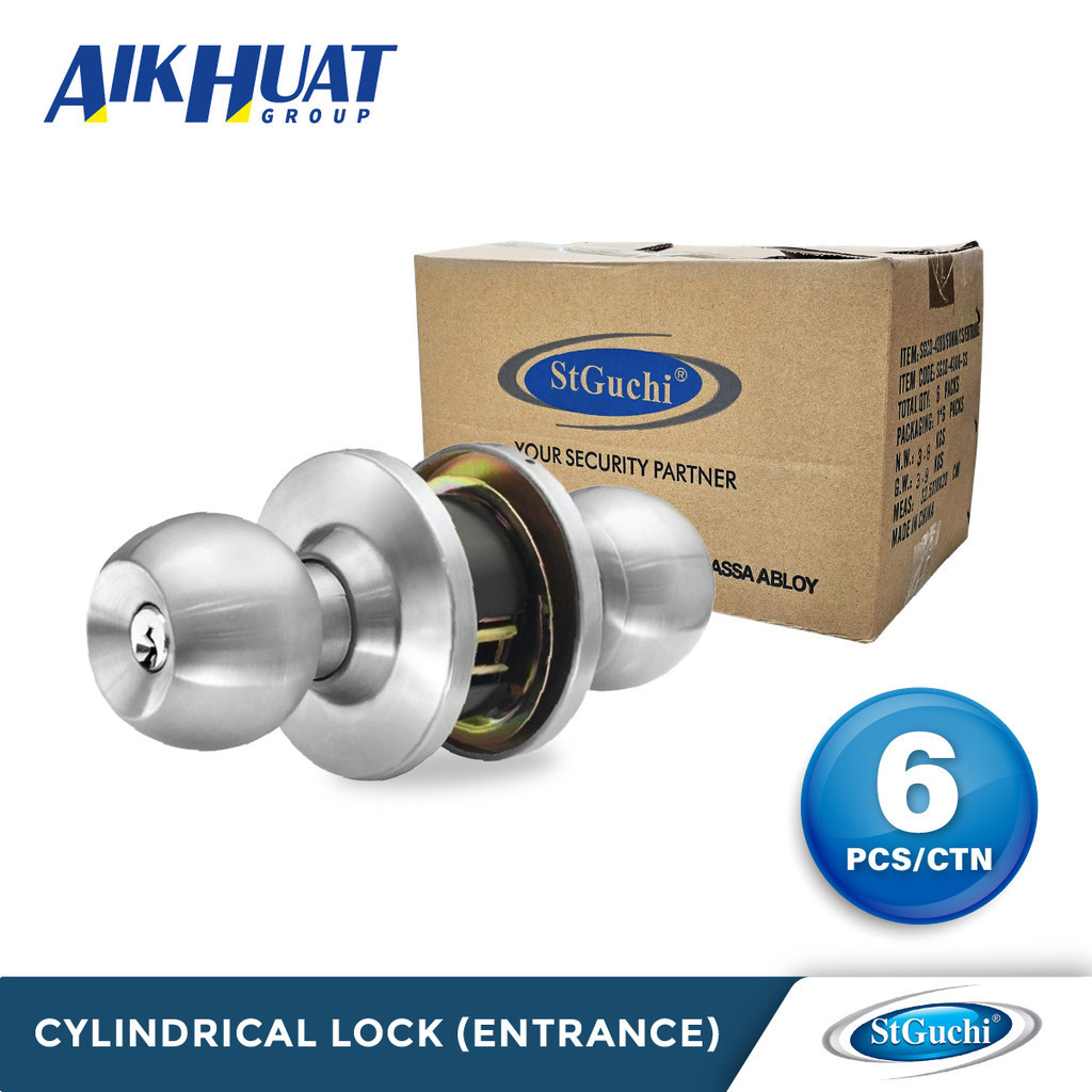 (6pcs) St Guchi Cylindrical Door Knob Lock Set Tombol Pintu Bilik Rumah ...