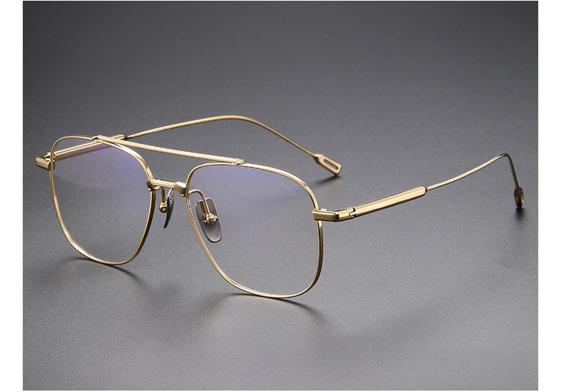 Pure Titanium Double Beam Glasses Frame Pilot Big Face Spectacle Men ...